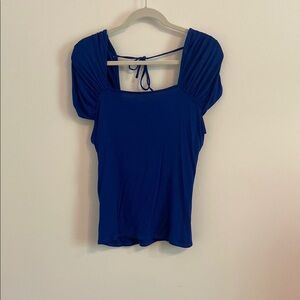 VENUS Blue Ruched Cap Sleeve Blouse